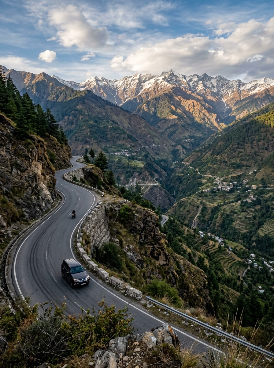 Scenic Indian mountain highway with beautiful landscape